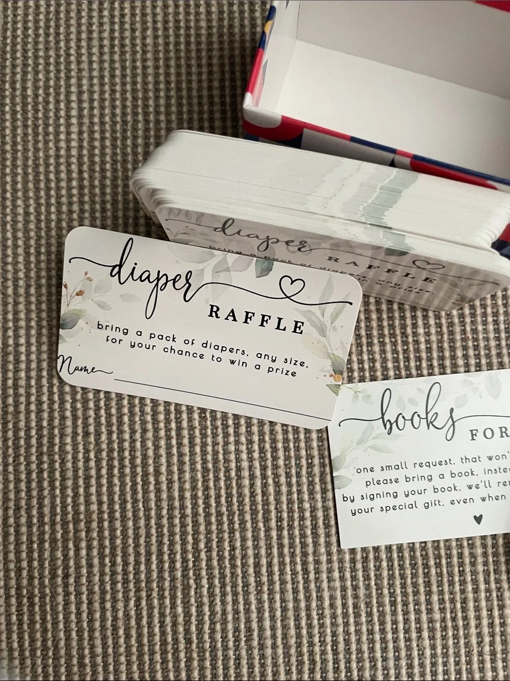 Diaper Raffle & Books for Baby Cards - Floral Green Accent (Unbranded)